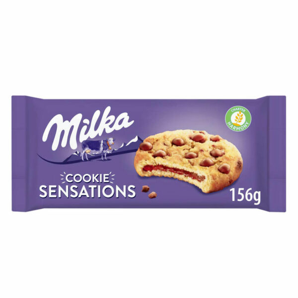 עוגיית שוקוצ’יפס בטעם וניל ממולאת בקרם שוקולד Milka