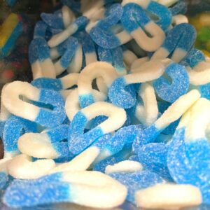 גומי כחול לבן מצופה סוכר במשקל