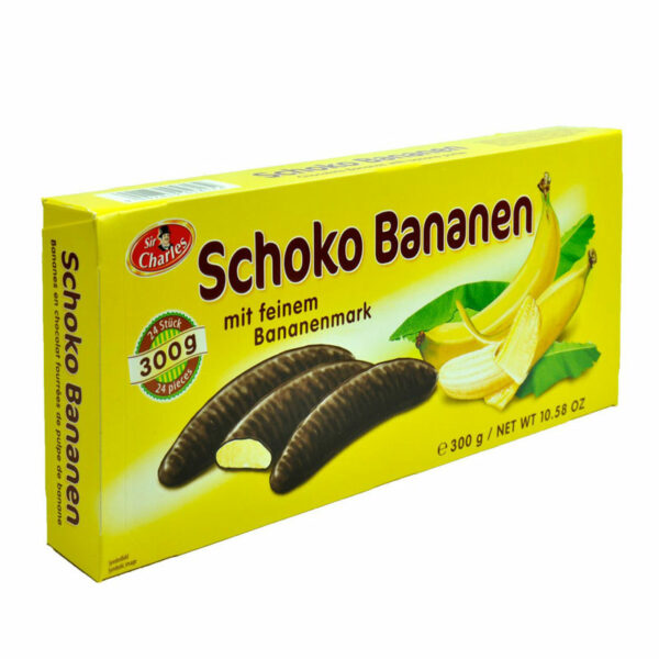 חטיף בננות מצופות שוקולד חלב Schoko Bananen